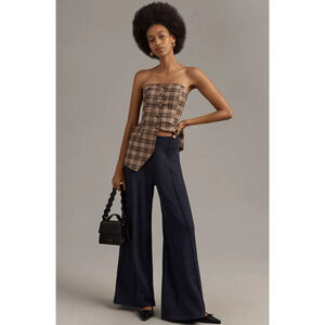 NWT Maeve Knit Wide-Leg Pull-On Navy Trouser Pants - Medium